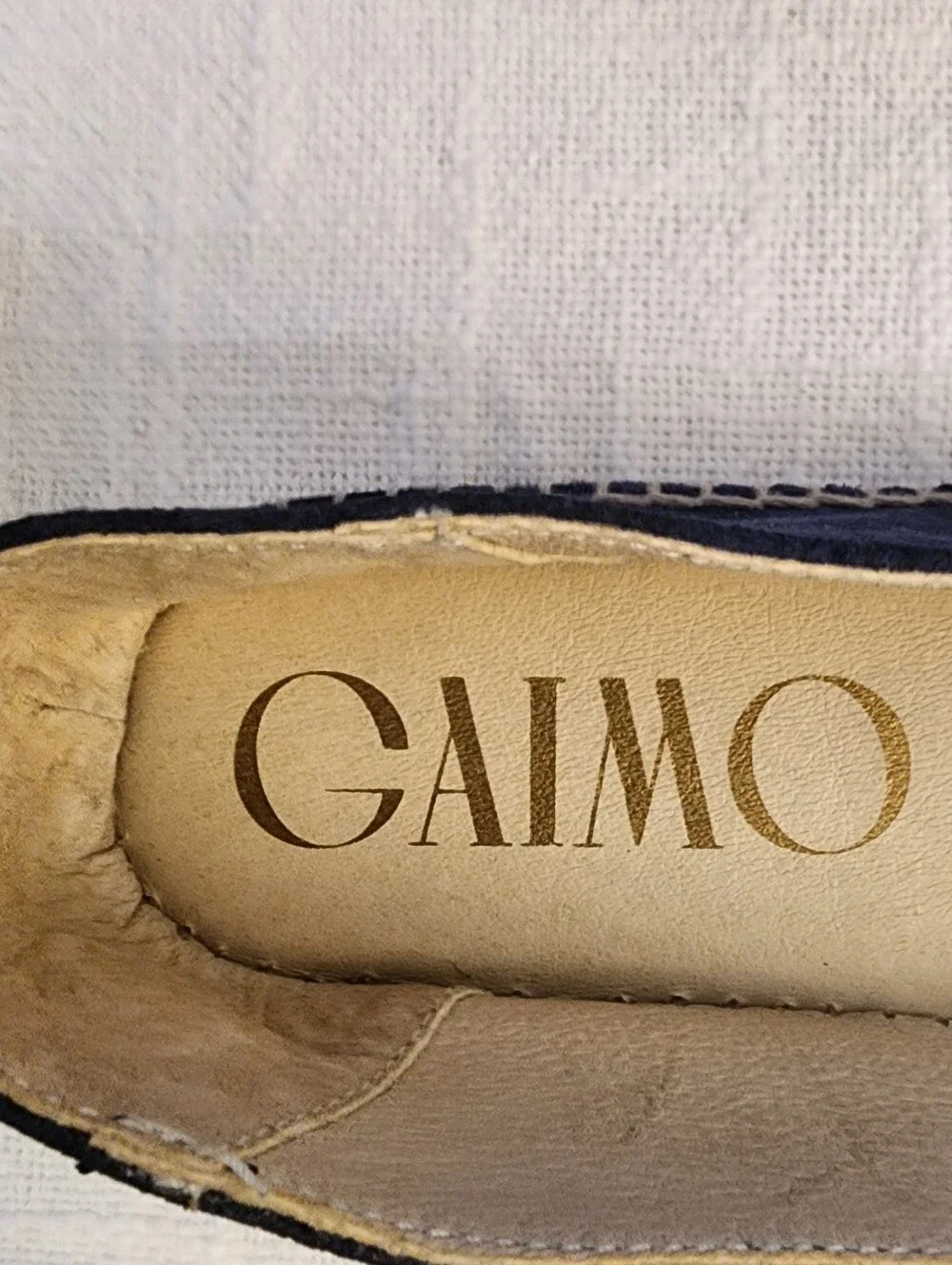 NWOB Gaimo Navy Suede Ballet Espadrilles W/ Fabric Ankle Straps 37 (6 US) A463